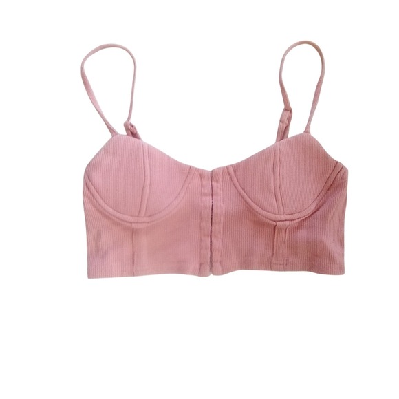 SHEIN Ribbed Corset Tank Top Adjustable Straps Light Pink Size S - Picture 1 of 3